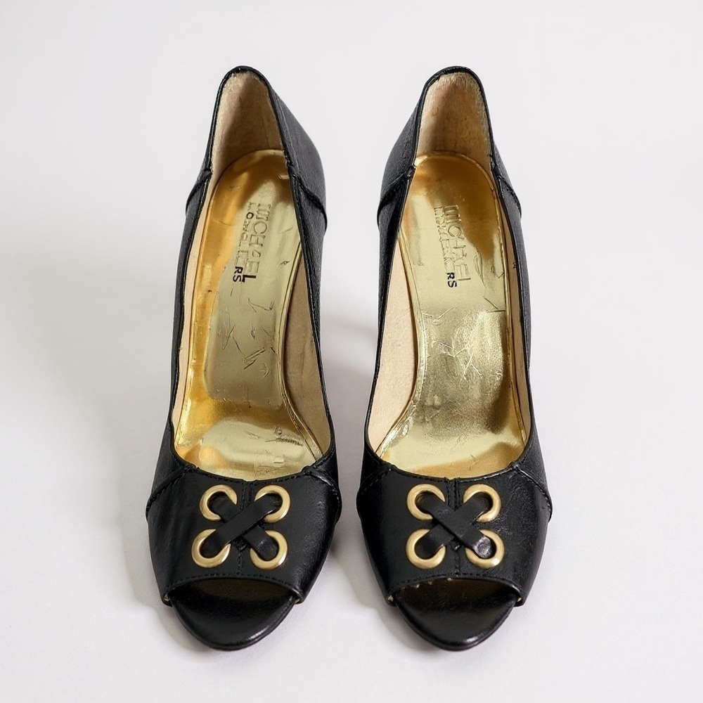 Michael Kors Open Toe Stacked Heel Pumps